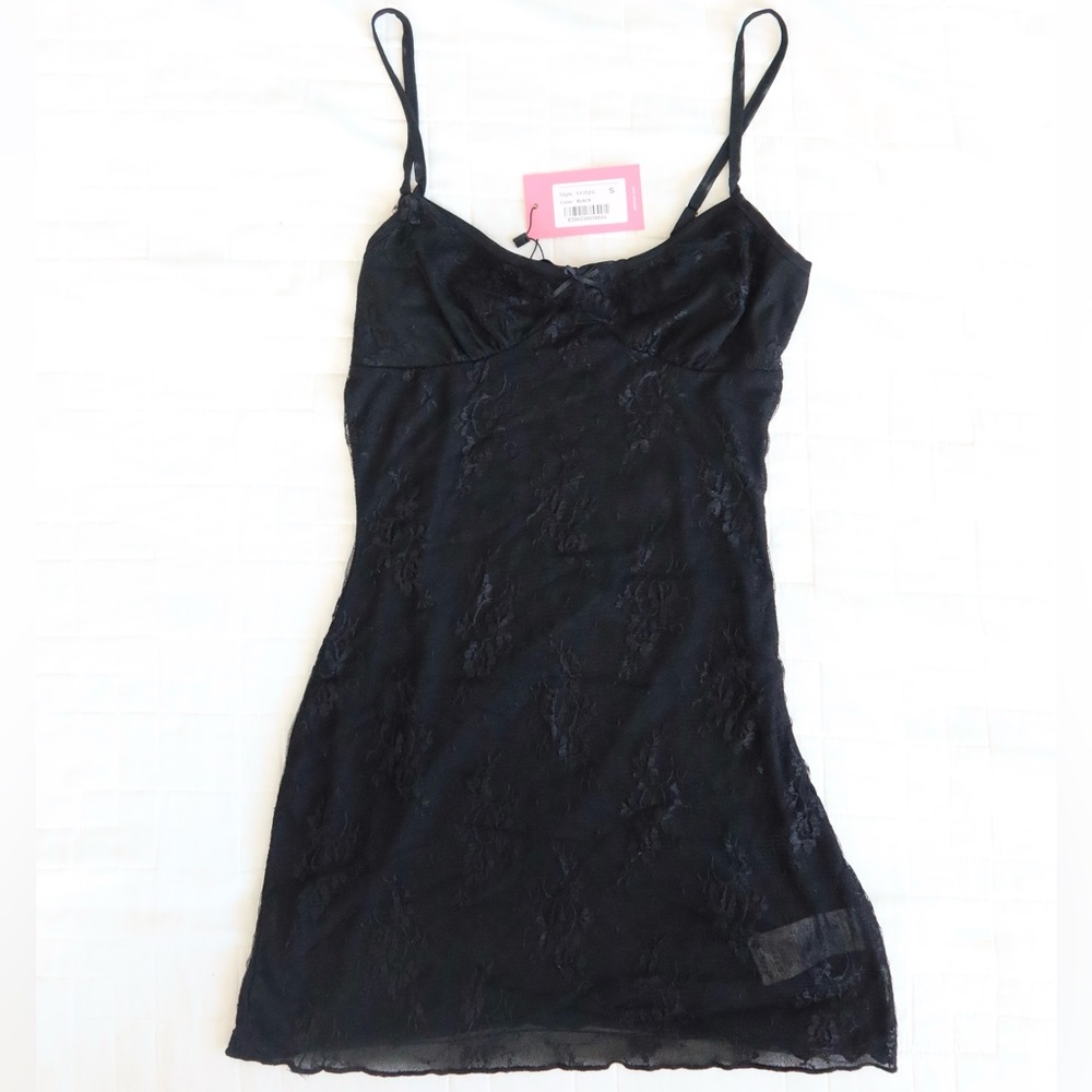 Edikted Black Lace Mini Slip Dress